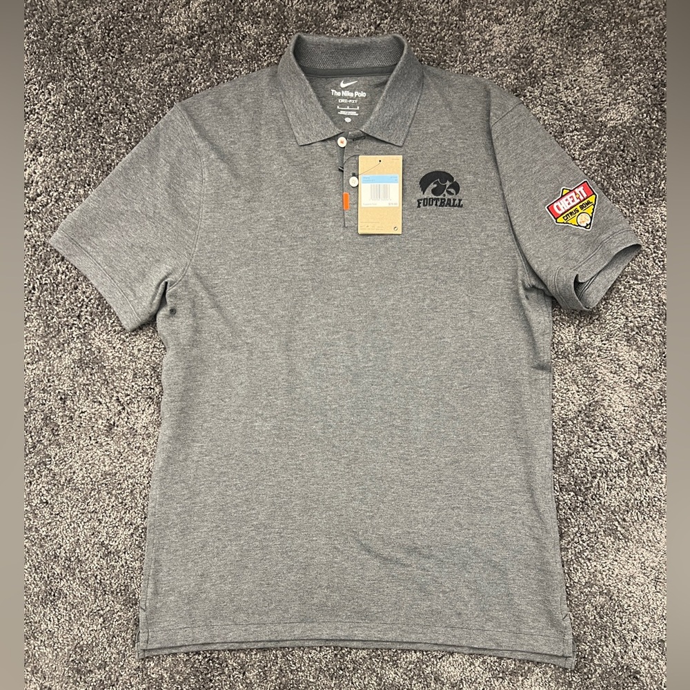 Iowa Hawkeyes Nike Polo Men’s Medium Gray Cheez It Citrus Bowl Dri-Fit Team